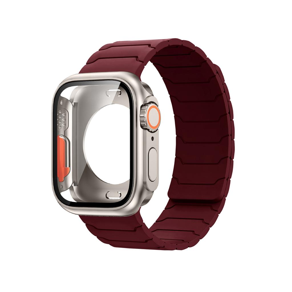 Чехол+Ремешок для Apple Watch Band 45мм 44 41 42 40мм Силиконовый Браслет для Iwatch Серии 3 4 5 6 Se 7 8 9 10 Сменить на Ультра Чехол