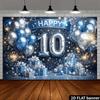2D 10th Anniversary Celebration Banner Background - Blue and Silver Theme 10th Anniversary Celebration Background  Polyester