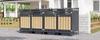 4-Piece Set Trash Can Box with Hydraulic Lid, Vertical Wood-Look Cladding, Slotted Ventilation, Iron Garden Storage Cabinet with Lock