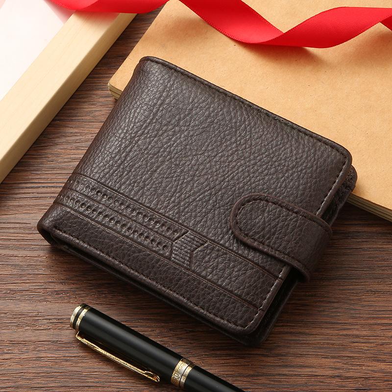 Men's Wallet PU Leather Short Foreign Trade Zipper Buckle Wallet Wallet Change Bag