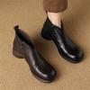 Fashion New Autumn Winter Genuine Leather Women Boots Fashion Round Toe Ankle Boot for Women Short Boots Shoes Chunky Heel Botines Mujer