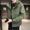 Jacket Men's Spring and Autumn 2025 New Trend Versatile Handsome Hooded Tooling Jacket Solid Color Men's Jacket Jacket