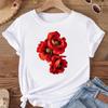 (Asian Size) Women Print Tee Top Flower Style Trend Sweet 90s Fashion T Shirt Woman Female T Clothing Short Sleeve Graphic T-shirts