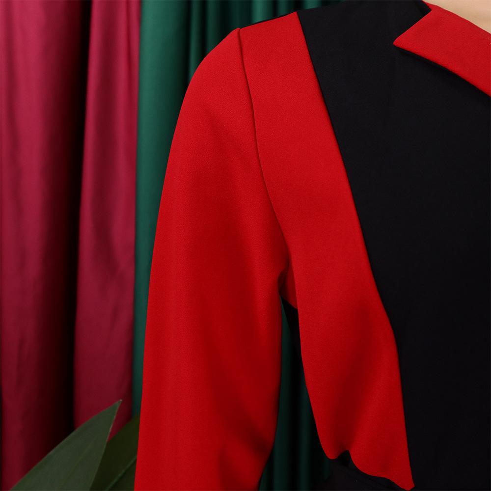 JKASHDK Women's Fashion Spring Autumn Plus Size Solid Color Print Long Sleeve High Waist Casual Dresses