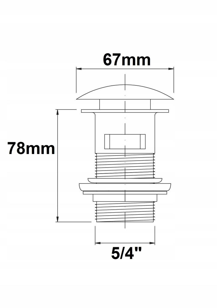 White Click-Clack Washbasin Drain Plug with Overflow 1 1/4