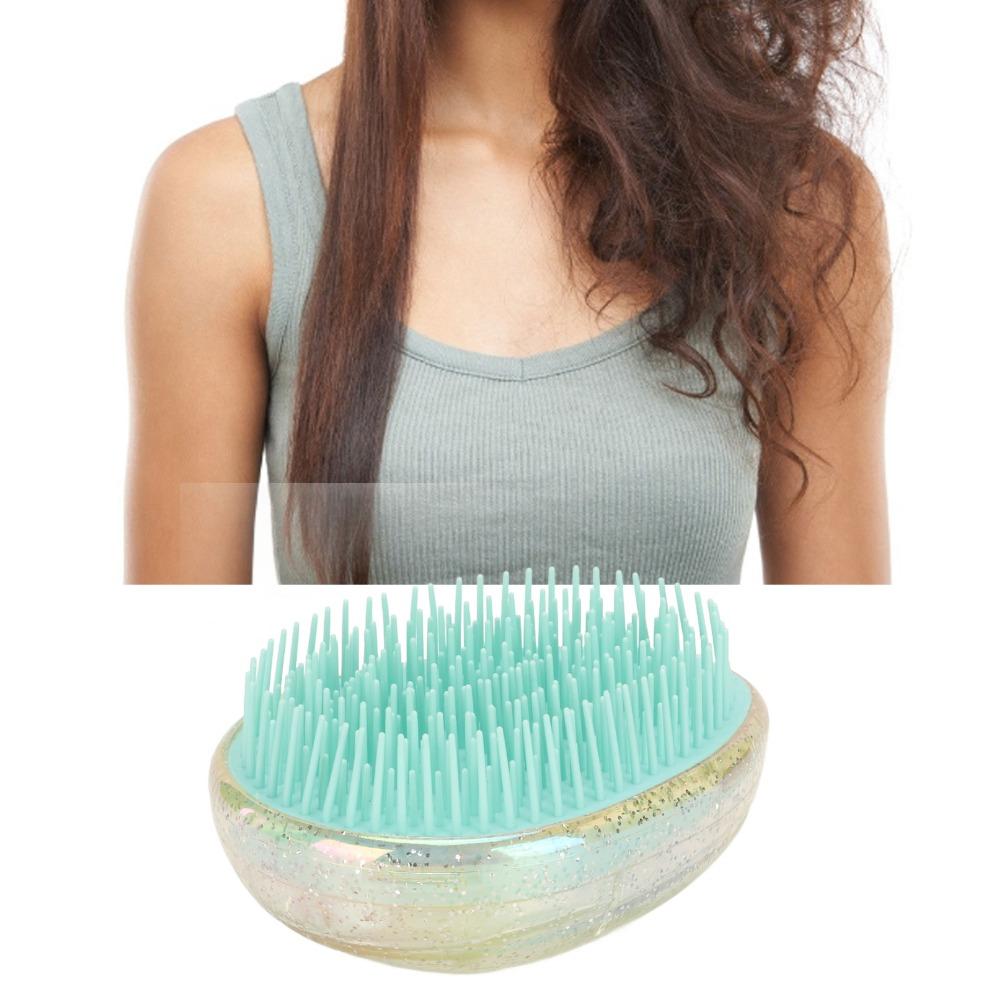 Soft Scalp Massage Brush Wet and Dry Use Detangling Hair Brush Egg Shape Hair Brush Home Use
