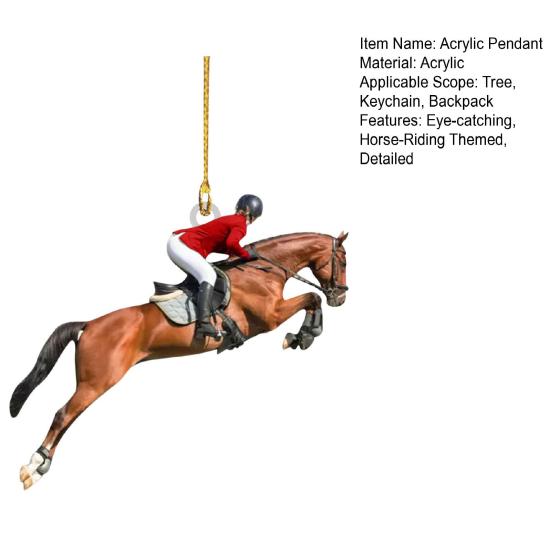 Yousheng Horse-Riding Украшение 2D Плоская акриловая лошадь Подвеска Рождественская елка Рюкзак Подвесное украшение Подарок для любителей лошадей