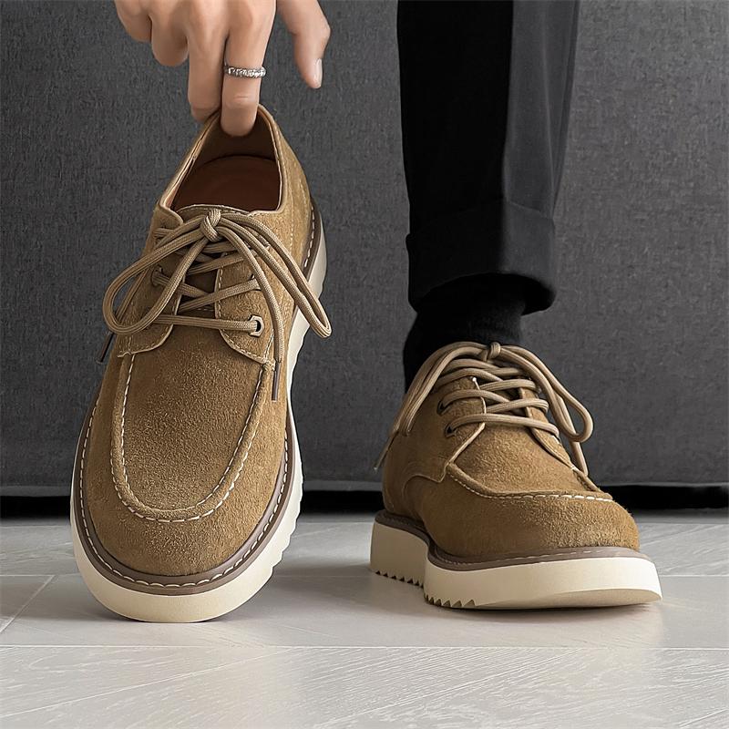 Autumn Fashion New Men's Business Lace Up Casual Leather Shoes Brand Outdoor Men's Comfortable Thick Soled Non Slip Casual Shoes