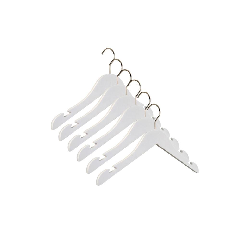 Деревянная вешалка для детской одежды 0-3 лет, белый цвет, 6 штук