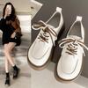Loafers Autumn and Winter 2024 New British Style Platform Lace-up Round Head Small Leather Shoes Retro Versatile Fashion Single Shoes