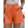 Women's High-Waist Linen Shorts: Solid Color, Loose Fit, Wide-Leg