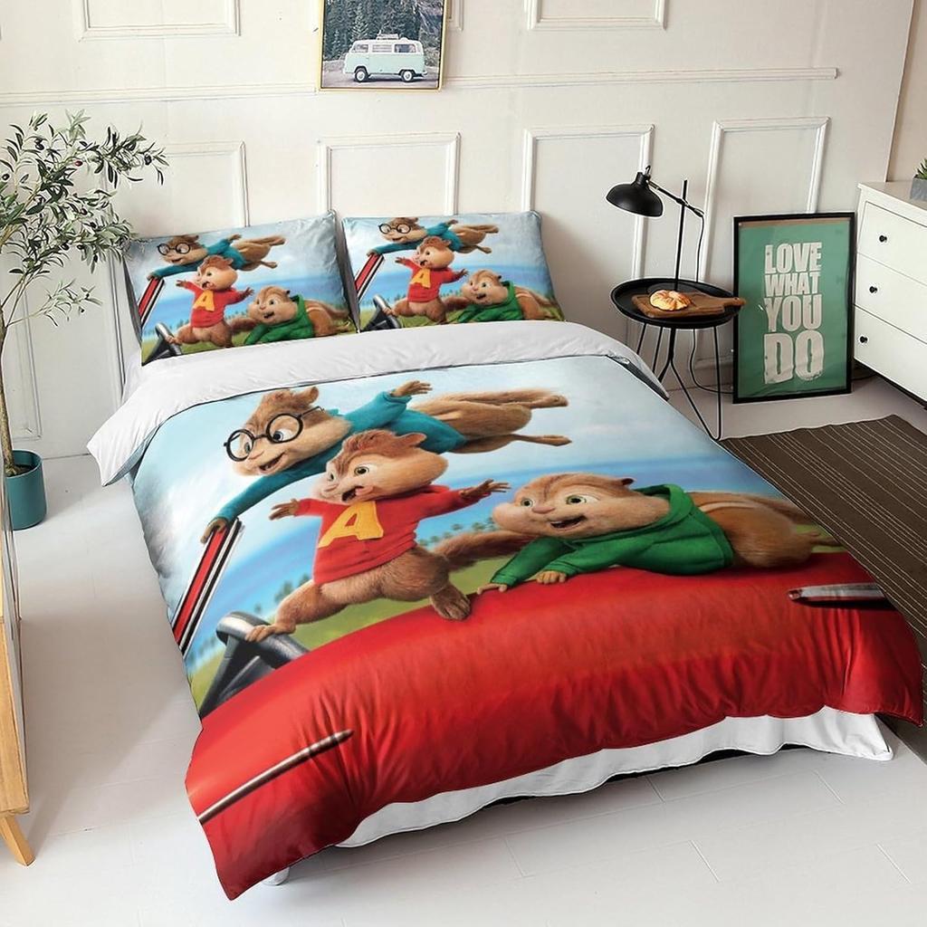 3D Print Alvin and the Chipmunks Bedding Set Twin Queen King Full Size Duvet Cover Pillowcase Bed boys girls Adult Home Textiles