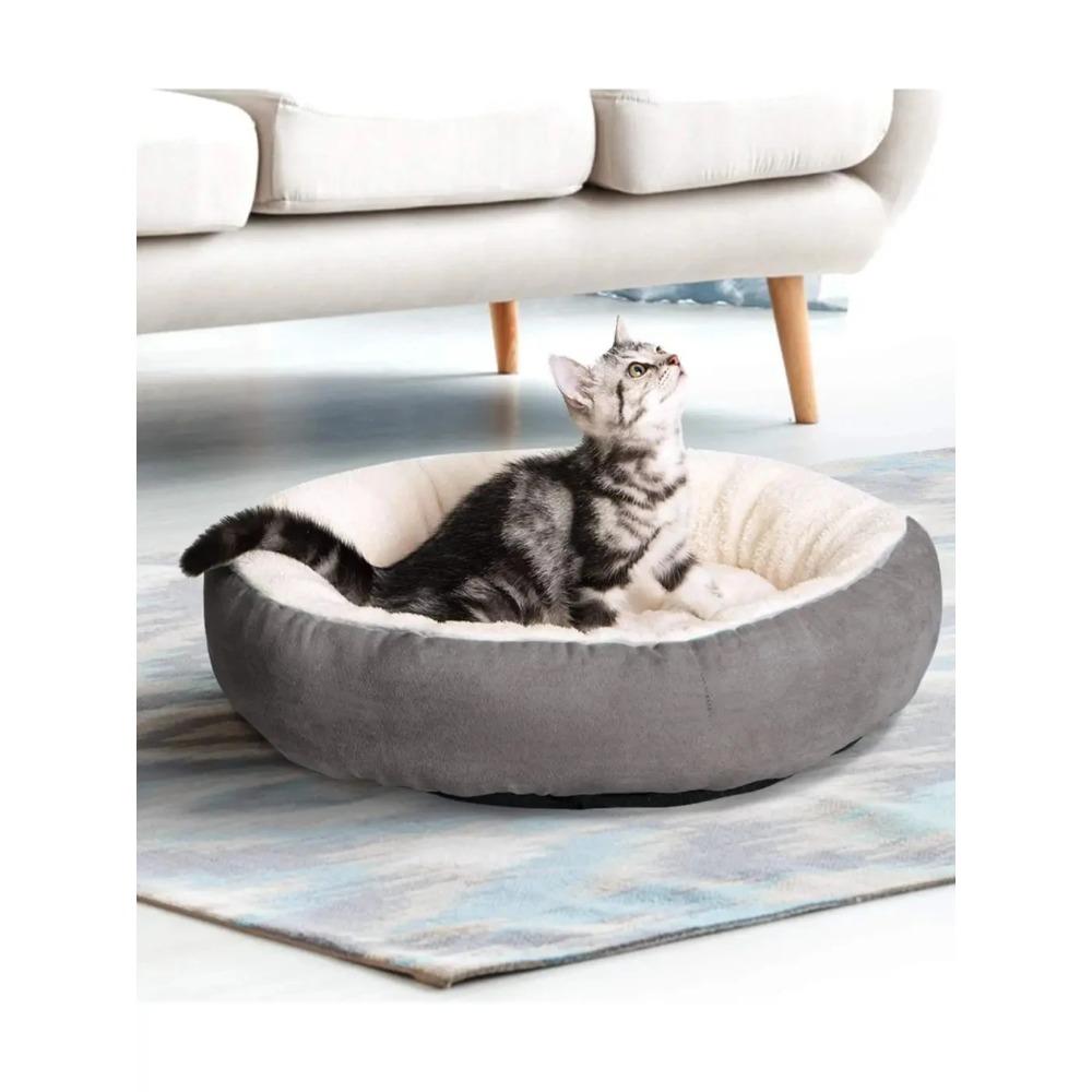 Уютная кошачья кровать для дома, противоскользящая круглая пончиковая успокаивающая подушка для маленьких, средних и больших домашних животных, теплая мягкая собачья кровать, которую можно стирать в стиральной машине
