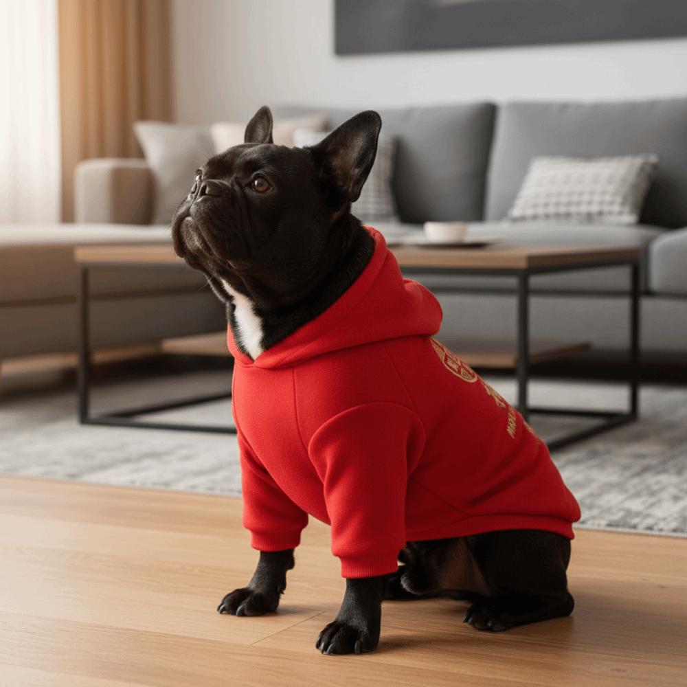 Warm Winter Puppy Clothes Blessing Dog Fleece Coat Dog Costume New Year Dog Hoodie Winter