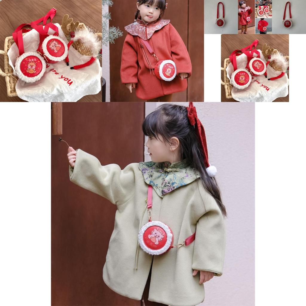 Adorable Red Childrens Crossbody Bag For Lunar New Year With Cute Dragon Design
