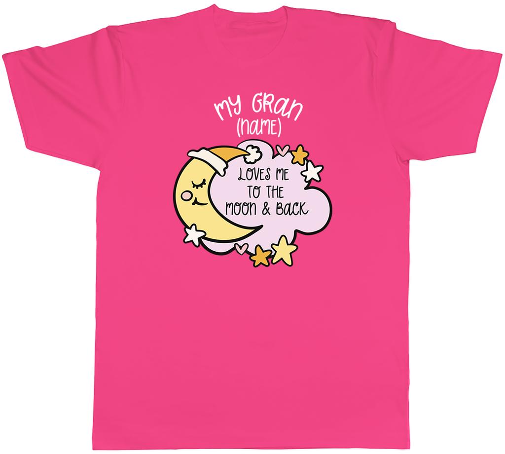 Personalised My Gran Loves me to the Moon Pink Unisexs TShirt Tee Gift Top