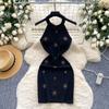 Pure desire sexy heavy industry fireworks hot diamond neck sleeveless dress women's autumn slim and thin hip skirt