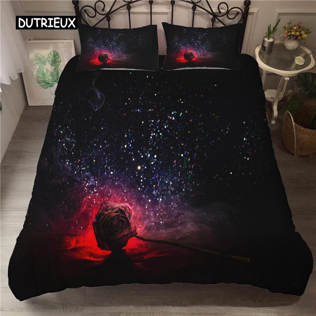 Цветочный пододеяльник, комплект постельного белья, белый узор с бабочками и цветами, фантазийный фиолетовый фон, комплект постельного белья с цветочной тематикой, королевский размер, пододеяльник