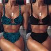 Women Sexy Leopard Snake Print Swimsuit Padded Bra Low Rise Briefs Bikini Set