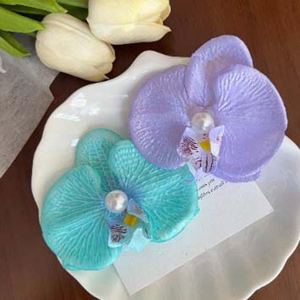 Bohemian Style Butterfly Orchid Hair Clip Sweet Women Side Clip Simple Orchid Flower Hairpin Party