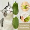 Rubber Self-Grooming Cat Scratcher - Wall & Table Leg Mountable, Flexible Bristles, Non-Electric Pet Massage & Fur Removal Tool