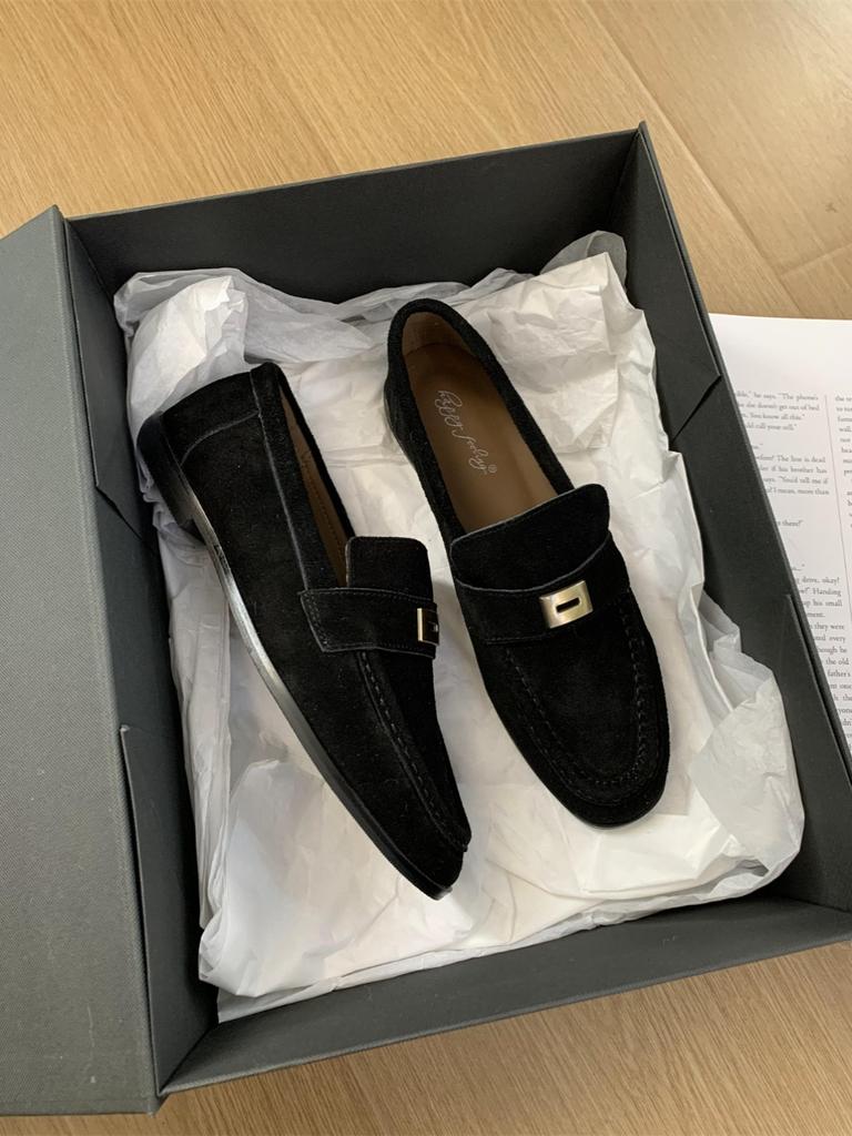 Fashion Bailamos 2024 New Brand Women Flat Shoes Fashion Round Toe Flat Heel Slip On Laofer Shoes Casual Outdoor Gold Buckle Ballerinas