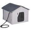 Heated Cat House Foldable Kitty Shelter with Heated Pad Gray Middle