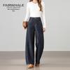 Mark Fairwhale Women's High-Waist Retro Loose Wide-Leg Jeans