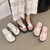 Cute Cartoon Flip-flops Women's 2025 Summer New Outer Wear Thick Bottom Heightening Beach Seaside Sandals Flip-flops
