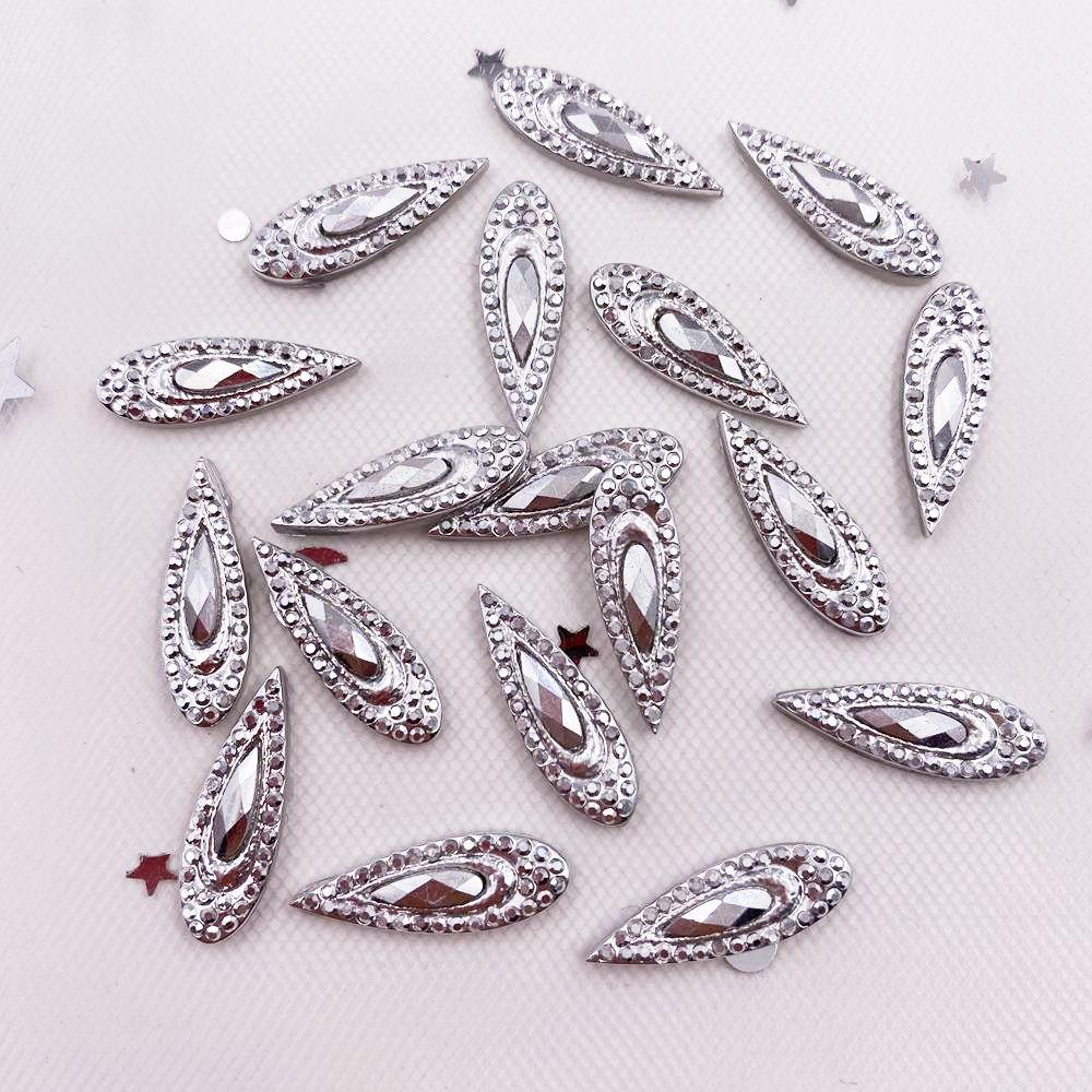 60 шт., блестящая смола AB, 6*20 мм, стразы в виде капли павлиньего глаза с плоской задней частью