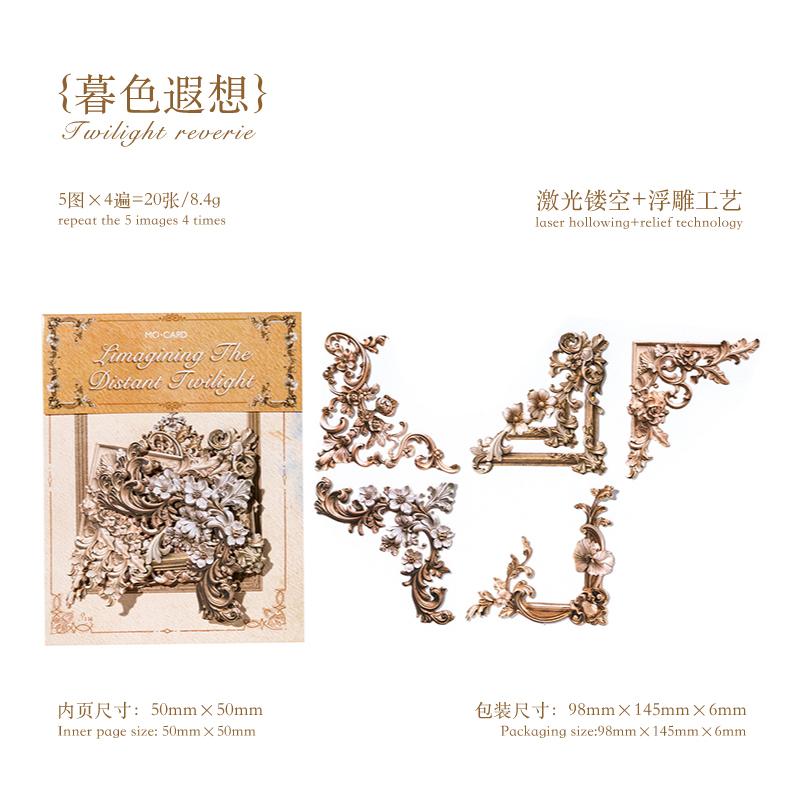 20pcs Vintage Corner Stickers European style Flower Lace Hollow Materials Scrapbooking Deco Junk Journal Stationery Supplies