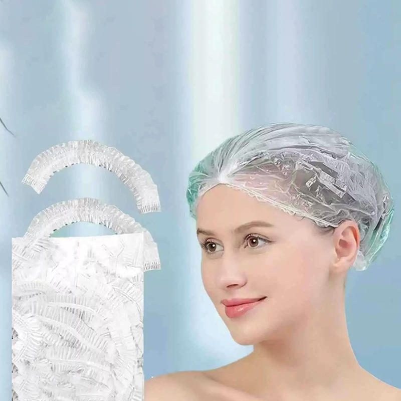 100Pcs Clear Disposable Shower Caps PE Waterproof Hair Caps for Hair Dye, Spa & Bathing Kitchen Bathroom Accessories