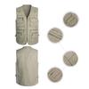 Men Waistcoat Solid Color V Neck Sleeveless Multi Pockets Outdoor Vest Fishing Coat