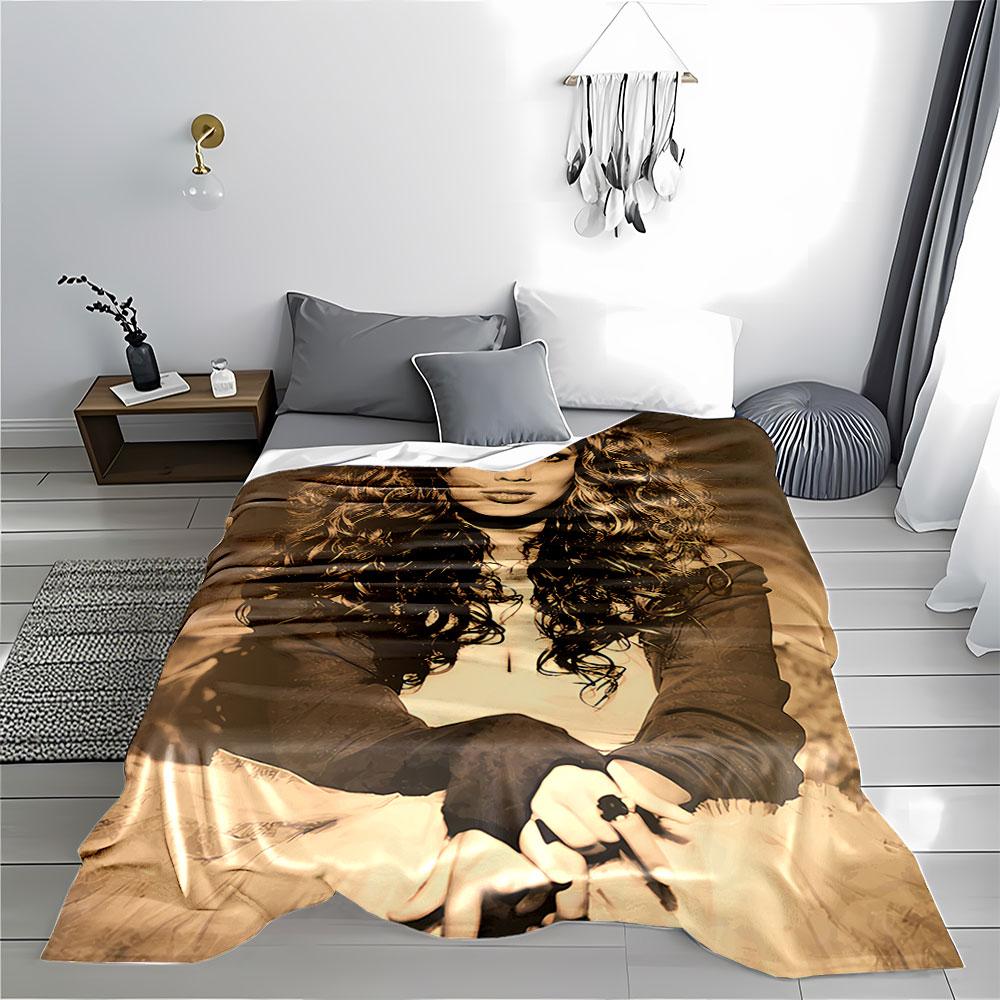 Curly Haired Stylish Lady Blanket for all seasons blanket lunch break throw gift