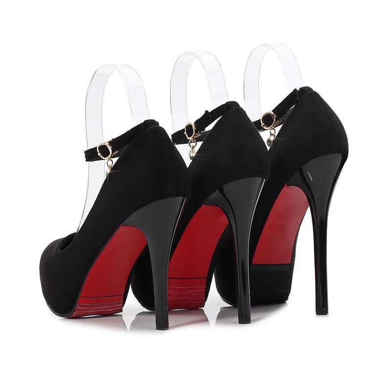 Women Sexy Nightclub Waterproof Platform High Heels Suede Round Toe Strap Sandals