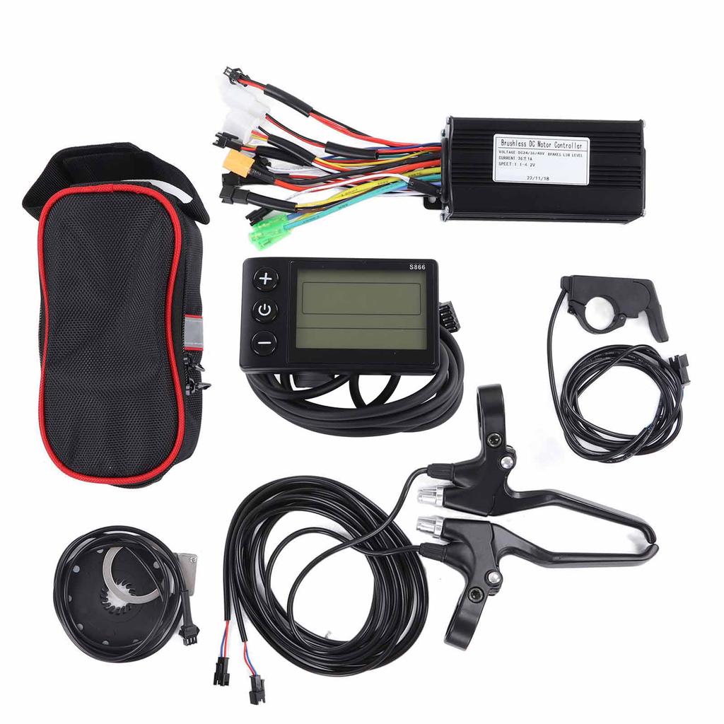 Electric Bicycle Conversion Kit 26A 3 Mode Controller S866 Panel Thumb Throttle and Brake Handle for 500W to 750W Motor