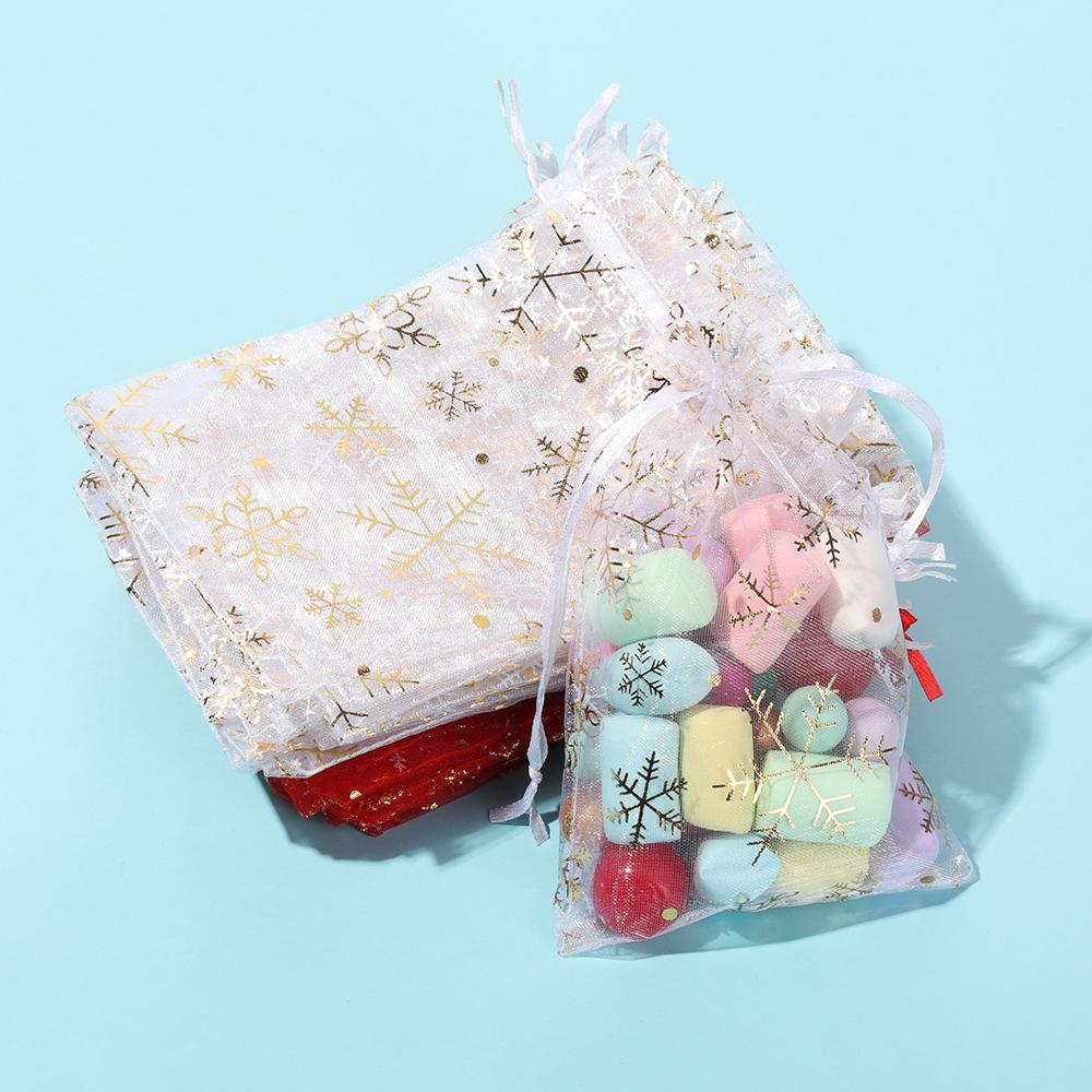 Strap Snowflake Design Organza Bags Drawstring Candy Pouch Gift Pouches Jewelry Packaging Bags