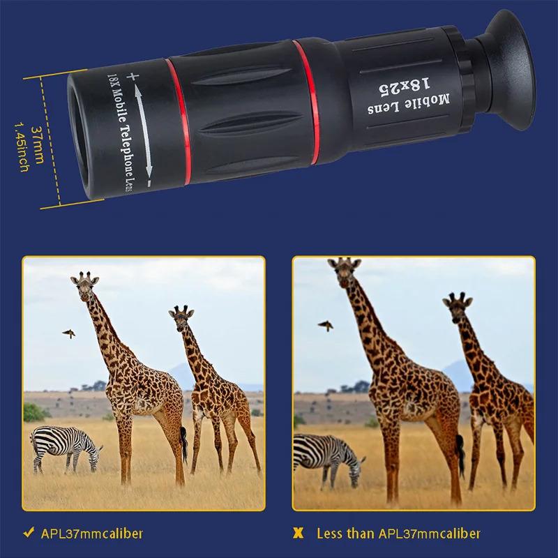 18X25 Мобильный телефон Телеобъектив с большим фокусным расстоянием Артефакт для концертной съемки Внешняя камера Монокуляр HD Телескоп