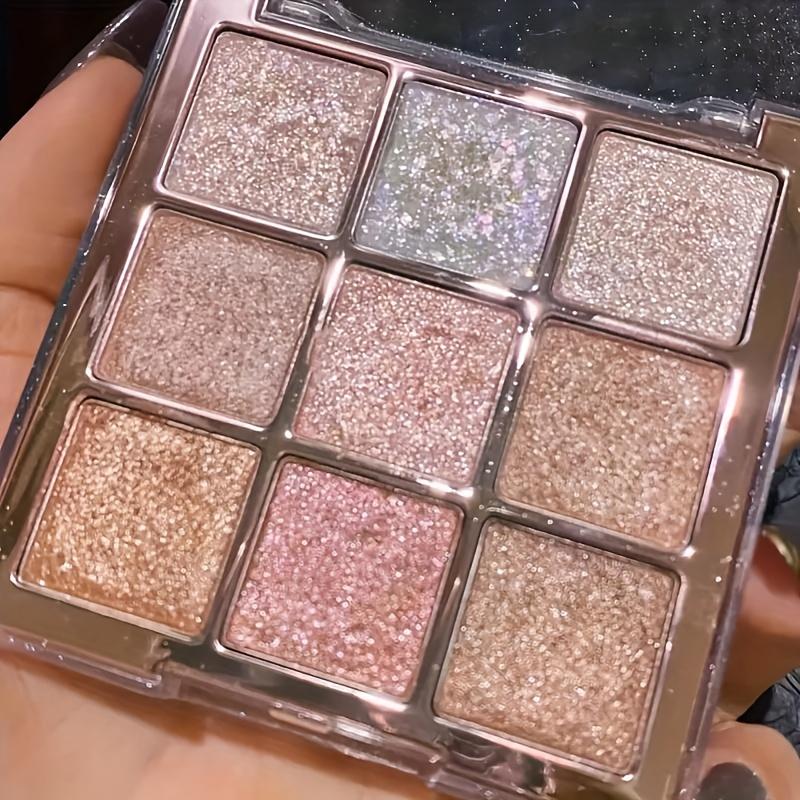 Палетка мерцающих теней для век 9 цветов | Сквалан растительного происхождения, Система смешанных цветов, Матовый и металлический финиш - Универсальная для повседневного и праздничного макияжа