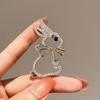 Women Brooch Hollow Bunny Shape Rhinestone Decor Stainless Anti-slip Wear-resistant Coat Collar