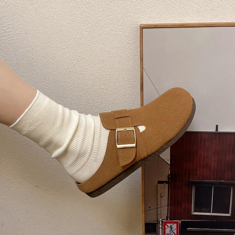 Мода 2024 года, лето, новые однотонные тапочки Baotou с круглой головкой, однотонные, матовые, кожаные, большого размера, удобные для женщин