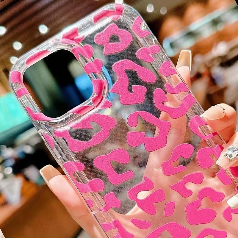 Мягкий прозрачный чехол для телефона с узором "Розовый леопард" для iPhone 17 16 15 14 13 12 11 Pro Max XS X XR 15 16 Plus 17Air
