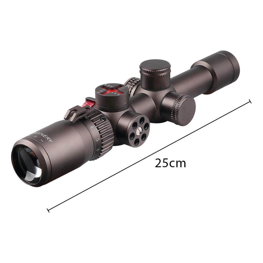 DISCOVERY WG 1.2-6X24IRAI Illuminated Short Scope (with LevelAngle Indicator), Black, 20mm Rail, Variable Magnification