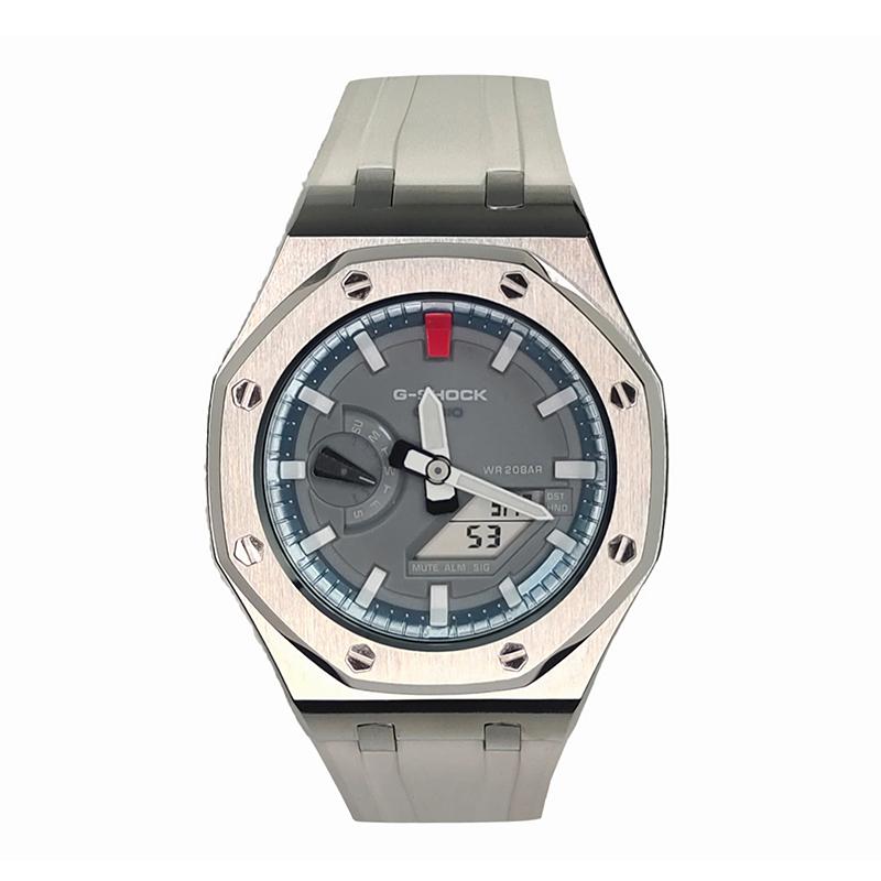 Casio Унисекс Часы с Жидкокристаллическим и Аналоговым Двойным Дисплеем Серия 44 мм Серые GA-2100-1A1(Watch3--)