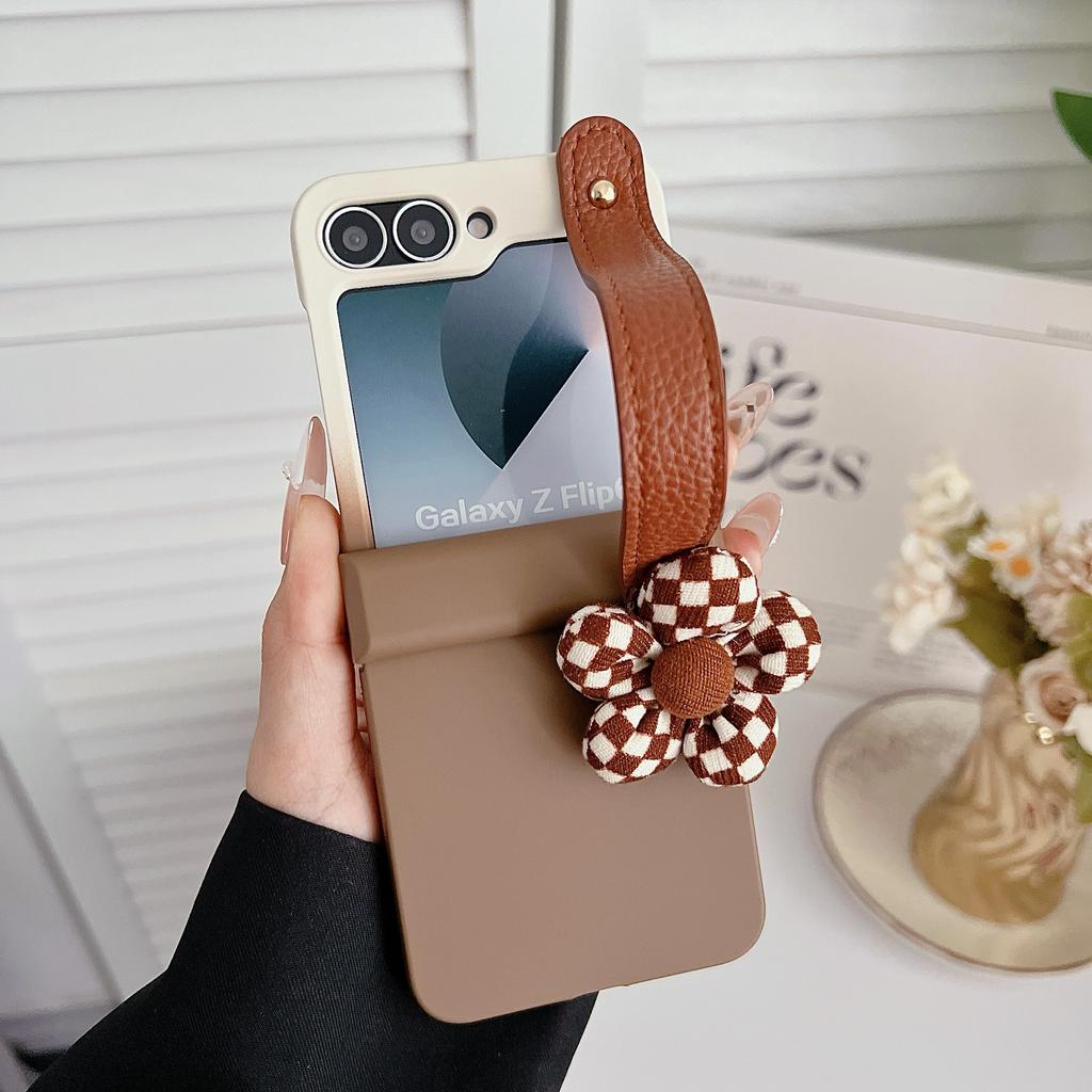 Градиентный ремешок на запястье Чехол-книжка для Samsung Galaxy Z Flip 6 5 4 3 Flip6 Flip5 Flip4 Flip3 Защита шарнира Противоударный чехол