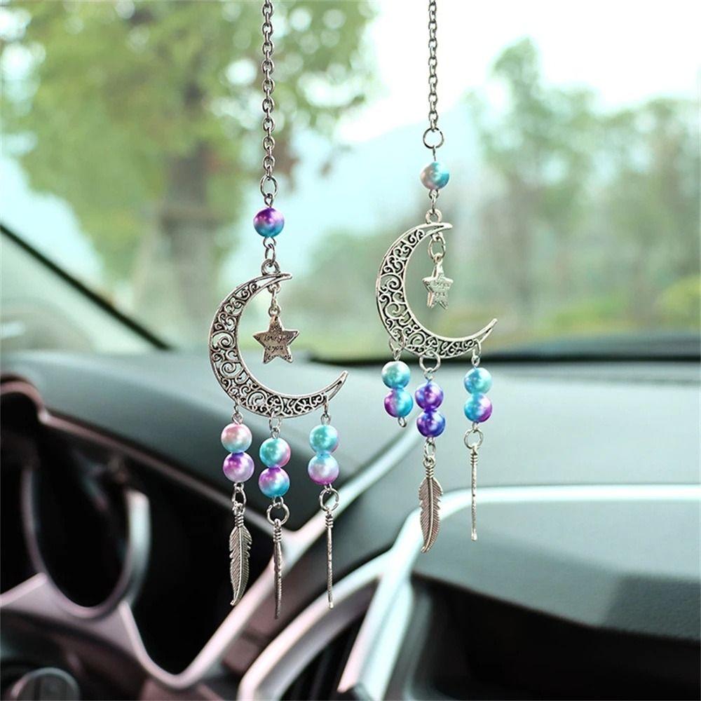 Pentagram Moon Rearview Mirror Hanging Dream Catcher Pendant Car Pendant Car Hanging Ornaments