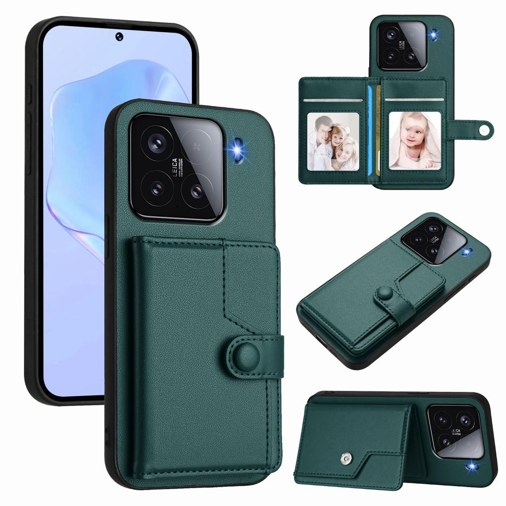 For Xiaomi 15 Case RFID Blocking Card Holder Kickstand TPU + PU Leather Phone Back Cover
