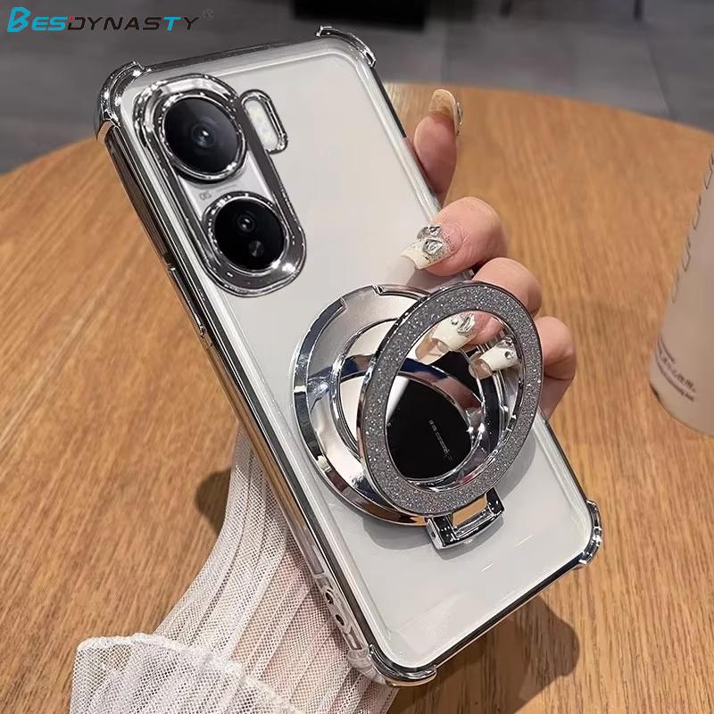 Чехол-подставка с магнитом и блестками-зеркалом для POCO X7 F7 PRO Для Xiaomi POCO X7 F7 X6 F6 M6 Pro 4G Покрытие Ударопрочный Мягкая задняя крышка