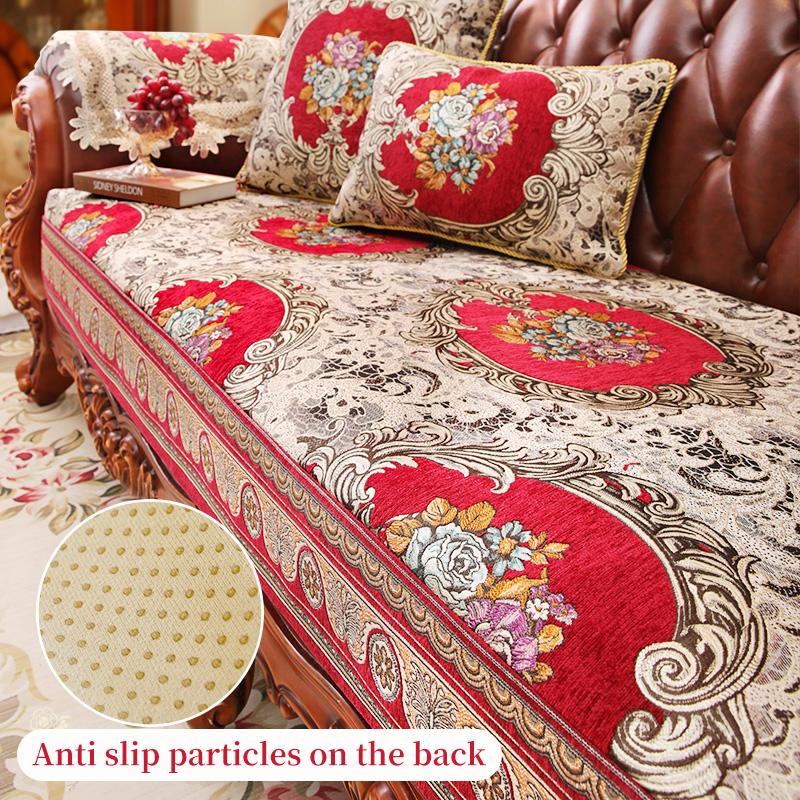 European Jacquard Sofa Covers Living Room Chenille Fabric Anti-slip Sofa Cushion New Year Christmas Home Sofa Decor Couch Cover