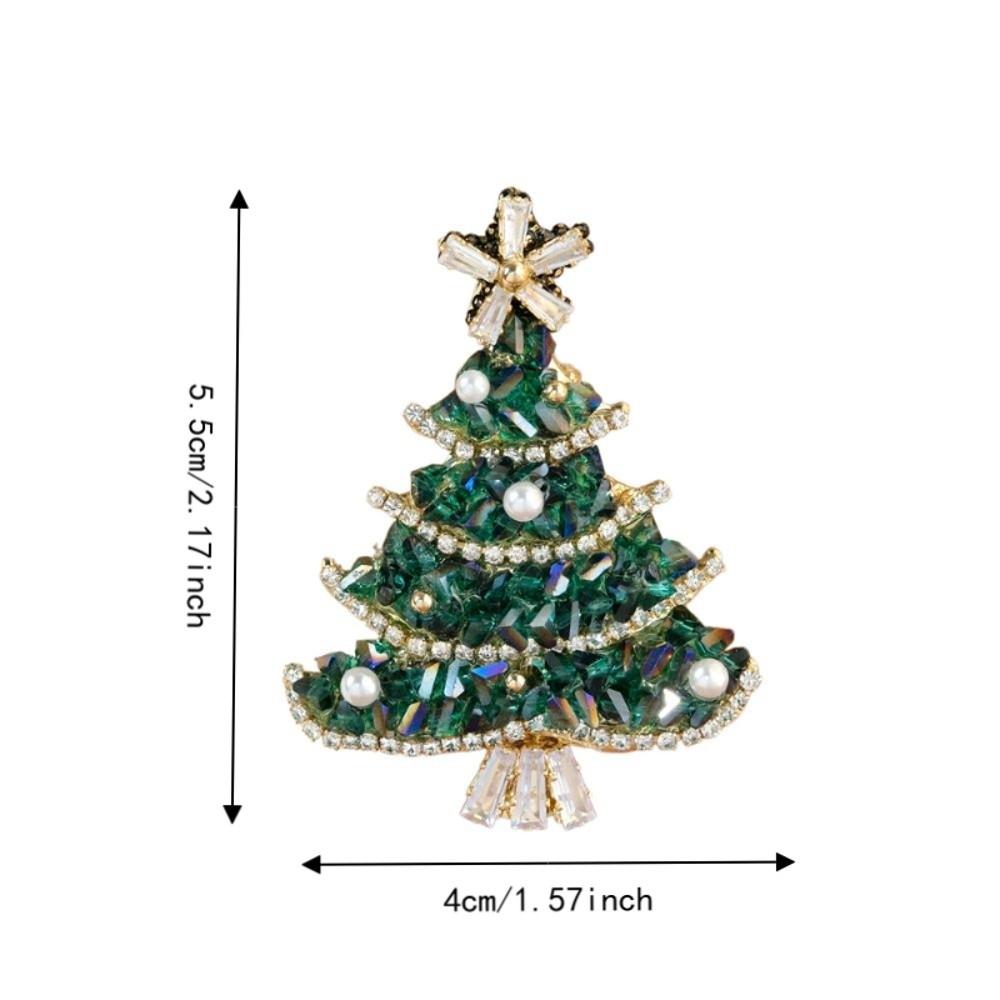 Cute Christmas Brooch Enamel Rhinestone Brooch Unique Xmas Tree Lapel Pin Scarf Bag Decor